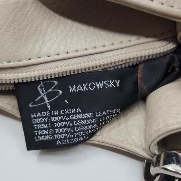 B Makowsky Silver Metallic Baby Blue Colorblock Leather Double Handle Shoulder B - Picture 10 of 16